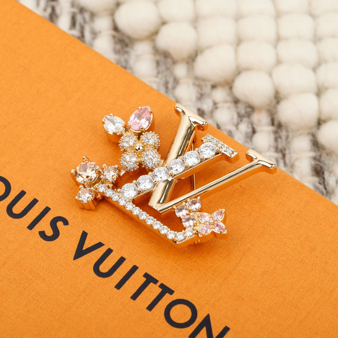Louis Vuitton Crystal 'LV' Brooch
